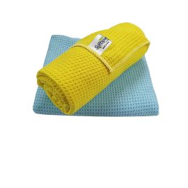 Microfiber Waffle Weave Cloths, 40x60 Cms 2 Piece Towel Set, 400 GSM (Multicolor). Multi-Purpose Highly Absorbent, Lint-Streak Free, Wash Cloth for Home, Kitchen, Window, Stainless Steel.