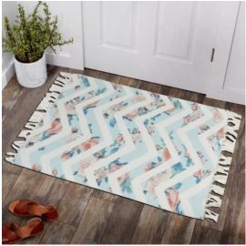 Bless International MULTICOLOR FLOWERS ZIG-ZAG HOME AND KITCHEN RUG