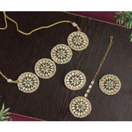 EIndia Pista Green Color Kundan Necklace Set