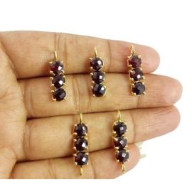 Pyramid & Precious Gemstone Gold Vermeil Three Stone Prong Set Birthstone Pendant - P-04