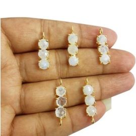 Pyramid & Precious Gemstone Gold Vermeil Three Stone Prong Set Birthstone Pendant - P-05