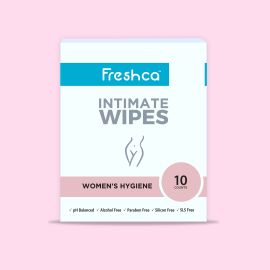 Freshca Intimate Womens Wet Wipes Single Sachet Lactic Acid based Formula pH 3.5 Paraben Silicon Alcohol Free 10pcs