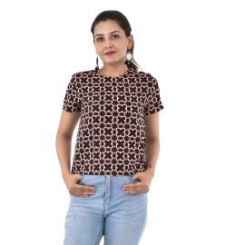 GOODWILL Casual Half Sleeve Geometric Print Women Polyester Black Crop Top