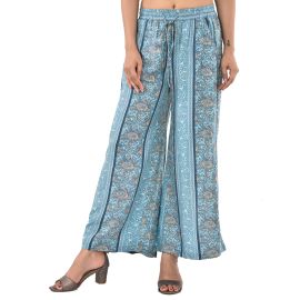 GOODWILL Regular Fit Women Light Blue Printed Polyester Pallazo