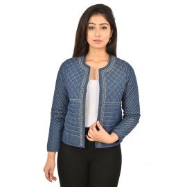 GOODWILL Women's Full Sleeve Quilted Denim Jacket - Blue