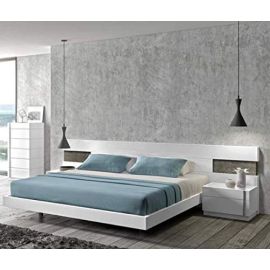 Heera Moti Corporation Nicolas Low Height Queen Size Bed Without Storage (Finish: White Pu Paint)