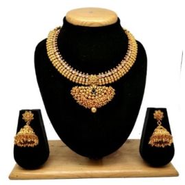 Alex Jewellery Gold Plated Traditional Temple Collection Necklace Set